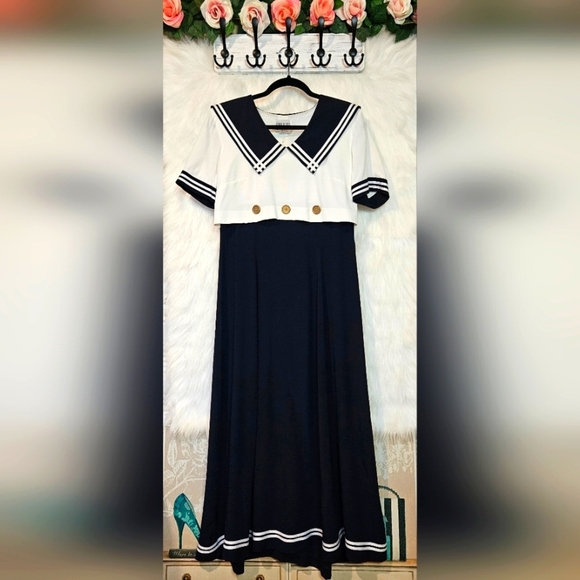 Robbie Bee Vintage Nautical Sailor Cosplay Maxi Dress - Picture 1 of 8